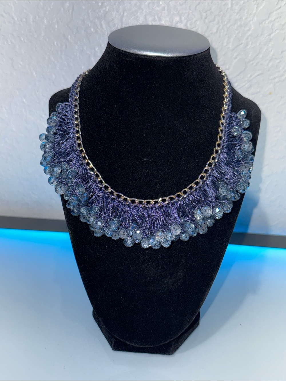 Statement Purple Beaded Fringe Necklace